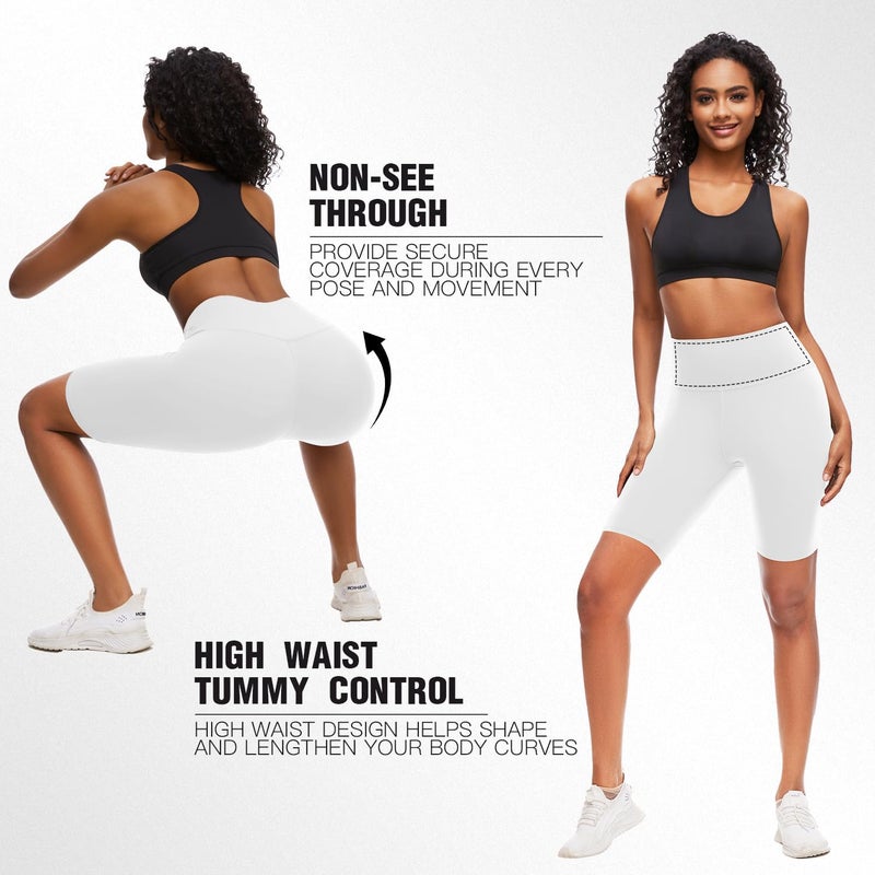 FULLSOFT 8" High Waisted Biker Shorts for Women-Tummy Control Athletic Workout Running Yoga Gym Dance Shorts - Image 4